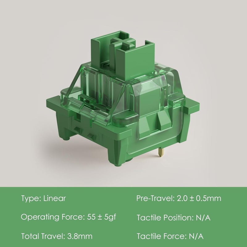 AKKO V3 Matcha Green Pro Keyboard Switch with Dustproof Stem for Mechanical Gaming Keyboard, 50gf Actuation Force Linear Switches Pre-Lubed Switch (45 pcs) - Image 2